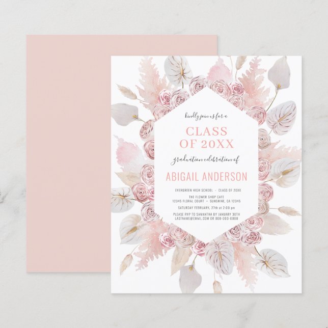 Budgetklass för inbjudan till Boho Grad-partiet 20 (Fram/baksida)