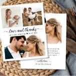 Budgetkollage Kärlek och tack Bröllop Tack<br><div class="desc">Budgeterad, Modern, Elegant Kärlek och tack vare skript 3 Photo Collage Bröllop Tack-personlig till ett överkomligt pris med ett tunt kort med låg budget. Snyggt bröllop tackar dig för en mall med 3 foton på framsidan och 1 bild på baksidan. ***NOTERA! *** BUDGETEN PAPPER/FLYER ÄR PAPPER. *** UPPGRADERA PAPPRA FÖR...</div>