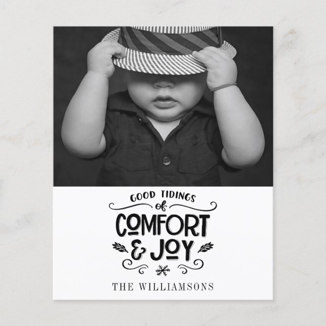 Budgetkomfort och gult Modern Rustit Helgdag-kort Flygblad (Framsidan)