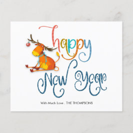 Budgetkort för Cute Reindeer Glitter Gott nytt år