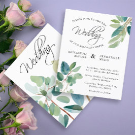 Budgetkort för Elegant Eucalyptus Greenery Bröllop