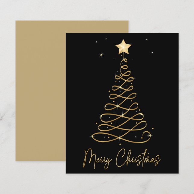 Budgetkort för Elegant Guld God jul Träd-platta ko (Fram/baksida)