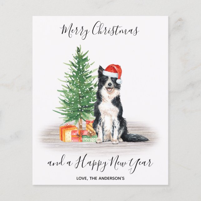 Budgetkort för Gräns Collie Hund God jul (Framsida)