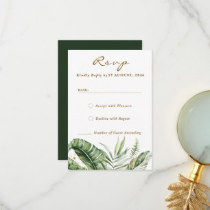 Budgetkort för Grönt Löv Boho Greenery Bröllops OS Tack Kort