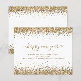 Budgetkort för Guld Glitter Gräns Gott nytt år