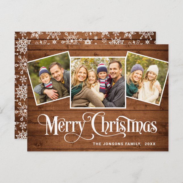 Budgetkort för julklapp 3 PHOTO-hälsningskort Vykort (Fram/baksida)