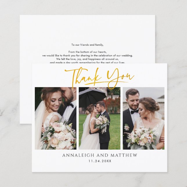 Budgetkort för Newlyweds Bröllop Photos Tack (Fram/baksida)