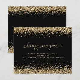 Budgetkort för Svarta Gott nytt år Guld Glitter