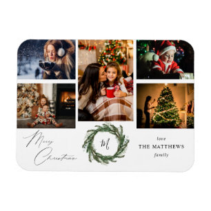 Budgetkrans Monogram 5 Photo God jul Magnet