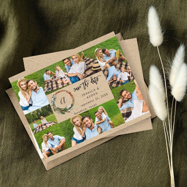 Budgetkrans - rustik 10 multifoto Spara datum (Skapare uppladdad)