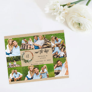 Budgetkrans - rustik 10 multifoto Spara datum Flygblad