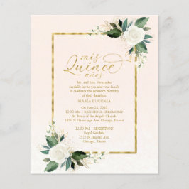 BudgetkvINEERA-inbjudan Rosa Guld Blommigt