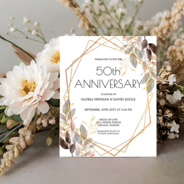 Budgetlöd inbjudan till Geometric Wedding i Guld (Skapare uppladdad)