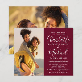 Budgetmanus Foton Burgunderröd Bröllopsinbjudan