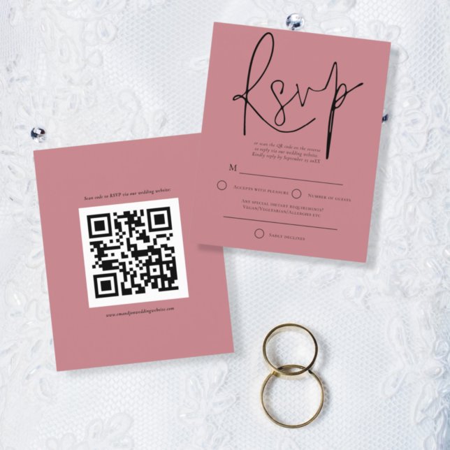 Budgetmanus QR-kod Bröllop Dammrosa RSVP (Skapare uppladdad)