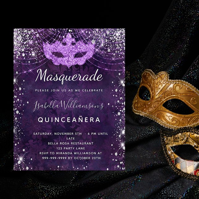 Budgetmaskerad lila glitter Quinceanera (Skapare uppladdad)