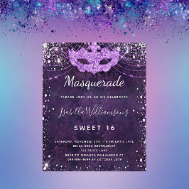 Budgetmaskerad lila silver glitter Sweet 16