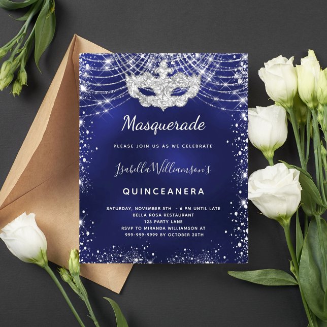 Budgetmaskerad navyblå silver Quinceanera (Skapare uppladdad)