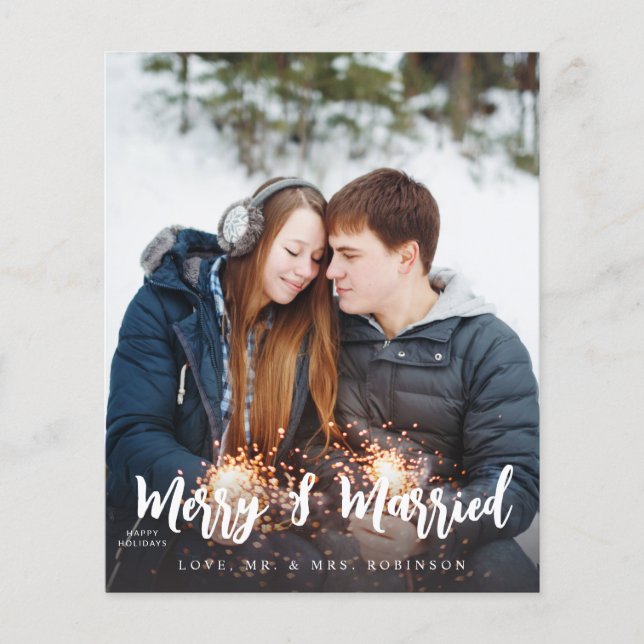 Budgetmeri och gift med minimalistiskt V-foto Flygblad (Framsidan)