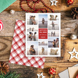 Budgetminimalistisk 12 Photo Collage-jul<br><div class="desc">Sprid helgdag till ett överkomligt pris med vårt budgeterade fotojulkort. Det här kortet visar en 12-fotokollage och en sansad röd rektangel som visar "Happiest Helgdagar" i fet sans-serif-typografi, och din familj namn lägger till en personlig beröring i ett skriptteckensnitt. Kortets omvända sida har en traditionell vit och röd tjärtan i...</div>