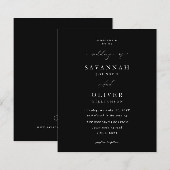 Budgetminimalistisk enkel Bröllop-svart (Fram/baksida)