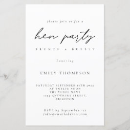 Budgetminimalistisk Hen Party Brunch BubLY Inbjuda