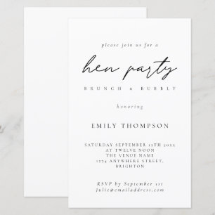 Budgetminimalistisk Hen Party Brunch BubLY Inbjuda