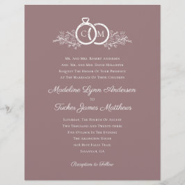 Budgetminimalistisk Mauve-fotobröllopsinbjudan