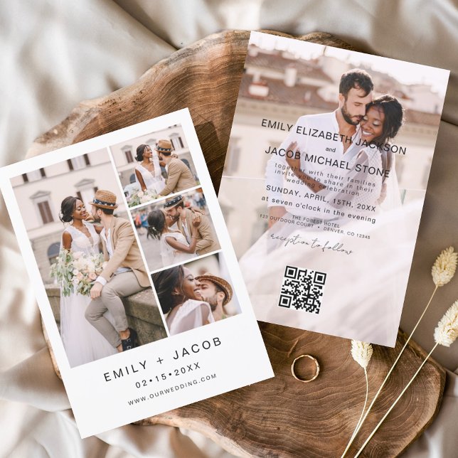 Budgetminimalistiskt foto QR-kod Vit Bröllop (Skapare uppladdad)