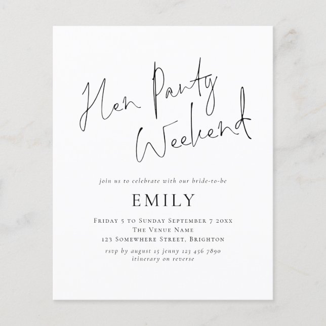 Budgetminimalistiskt Hen Party-Helg (Framsida)