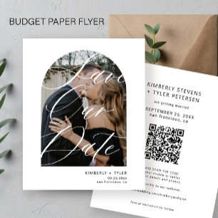 Budgetmodern fotot QR CODE bröllop spara datum Flygblad