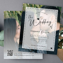 Budgetmodern QR CODE 2-fotobröllopsinbjudan