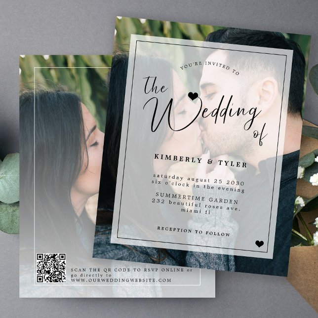 Budgetmodern QR CODE 2-fotobröllopsinbjudan (Skapare uppladdad)