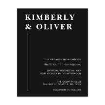 Budgetmoderna svarta bröllopsinbjudningar