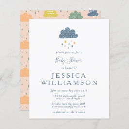 Budgetmoln och regndroppar i Blue Baby Shower