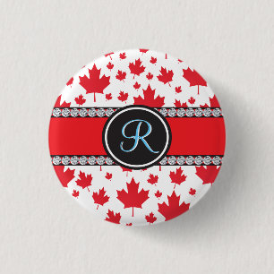 Budgetmonogram för unik Abstrakt för Kanada-Flagga Knapp