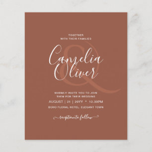 BUDGETMörken Terracotta Monochrome Bröllop Flygblad