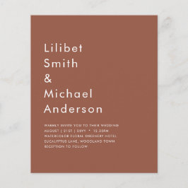 BUDGETMörken Terracotta Monochrome Bröllop Flygblad