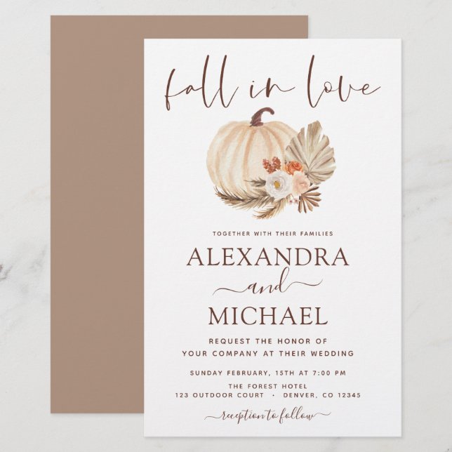 Budgetnedgång i Kärlek Bröllop Pampas Grass Pumpki (Fram/baksida)