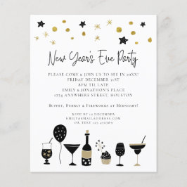 Budgetnedskärningar Guld Black Nyårsafton Inbjudan