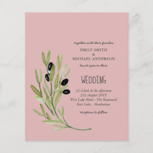 BUDGETOLIVE LÖV Modern minimalistisk Bröllop Inv Flygblad