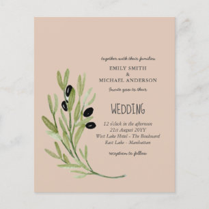 BUDGETOLIVE LÖV Modern minimalistisk Bröllop Inv Flygblad