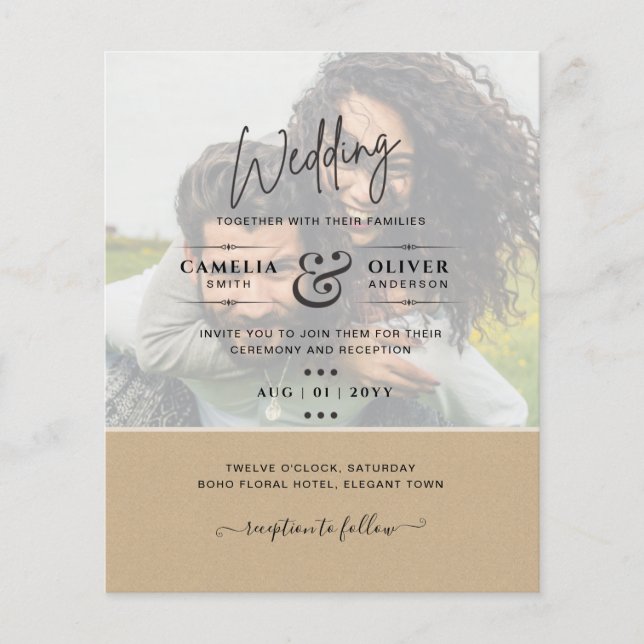 Budgetöverlägg för LeahG PHOTO WEDDING-INVITATION Flygblad (Framsidan)