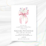 BUDGETÖVERPRISE PARTY 40:e födelsedagen Bow Inbjud Inbjudningar<br><div class="desc">En feminin rosa coquette-buk dekoreras med små vilda blommor av rosa och lila.</div>