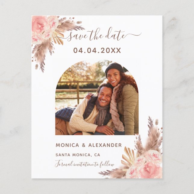 Budgetpampas fotoqr-kod bröllop spara datum (Framsida)