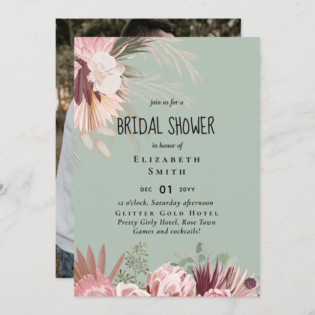 BUDGETPampas Grass PHOTO Möhippa Inbjudan (Fram/baksida)