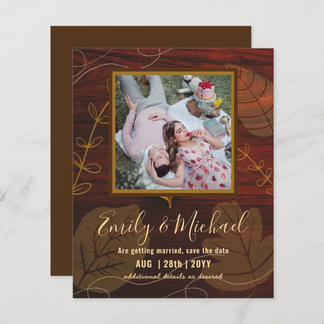 BUDGETPHOTO Bröllop spara datum Boho Abstrakt (Fram/baksida)