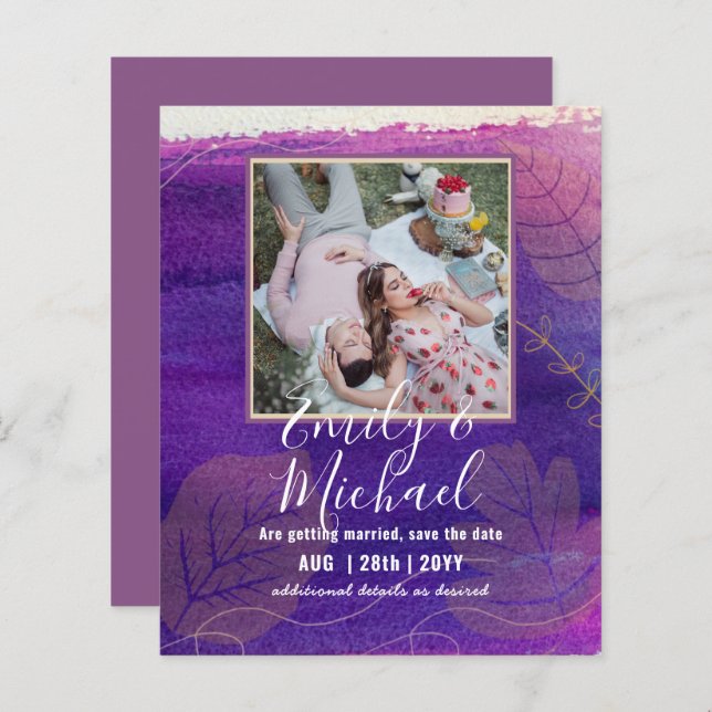 BUDGETPHOTO Bröllop spara datum Boho Abstrakt (Fram/baksida)