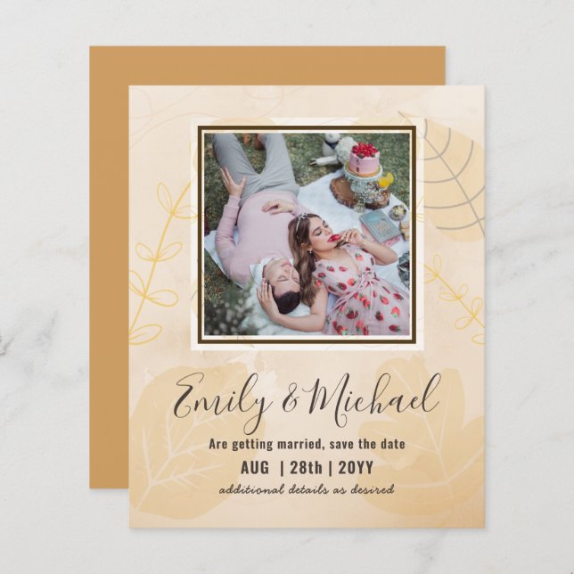 BUDGETPHOTO Bröllop spara datum Boho Abstrakt (Fram/baksida)