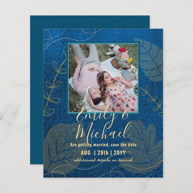 BUDGETPHOTO Bröllop spara datum Boho Abstrakt (Fram/baksida)